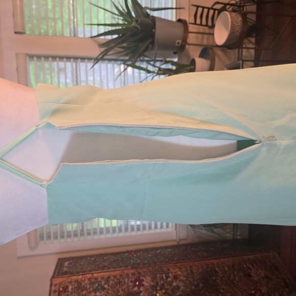 NWT JJs HOUSE Chiffon Draped Pleated Fit & Flare Formal Gown Sz 16 Mint Green - Picture 6 of 8